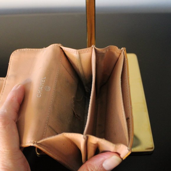 💗Chanel Authentic Classic Small Flap Wallet Lambskin Patten Leather CC Logo - Picture 9 of 13